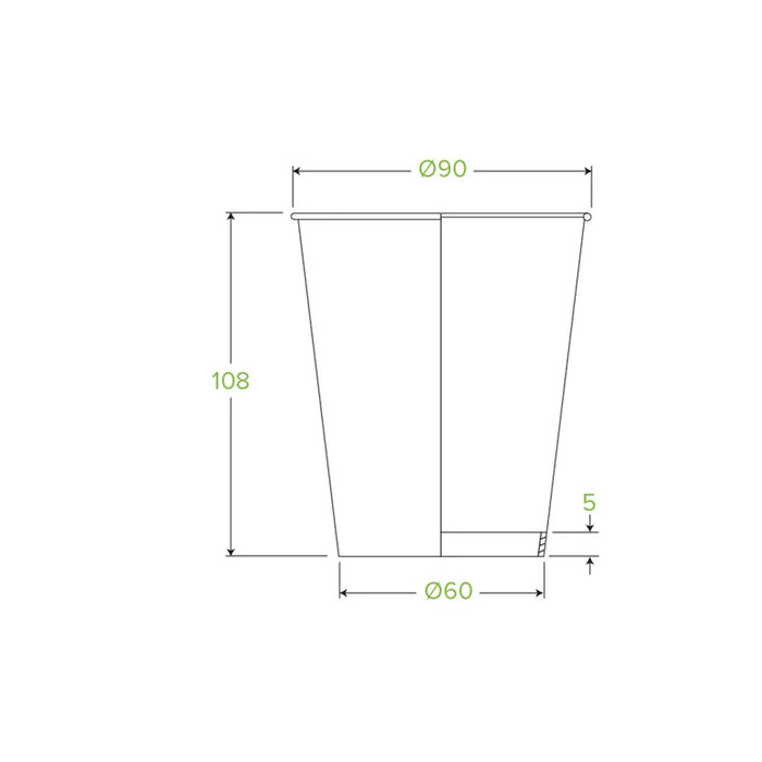 390ml - 12oz (90mm) Leaf Single Wall BioCup Ctn 1000pcs