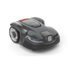 Side view of a Husqvarna robotic lawn mower showcasing its design.