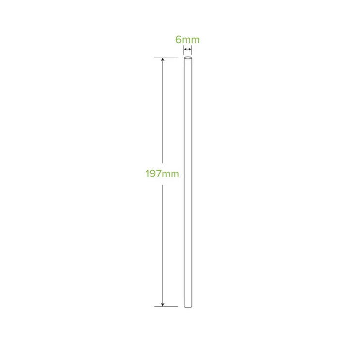 50 Pack – 6mm White Regular Straws Ctn 1200pcs