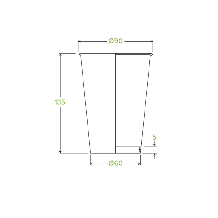 510ml - 16oz (90mm) Leaf Single Wall BioCup Ctn 1000pcs