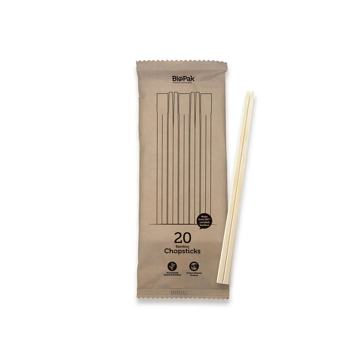 20 Pack – 21cm Bamboo Chopsticks - Ctn 160pcs