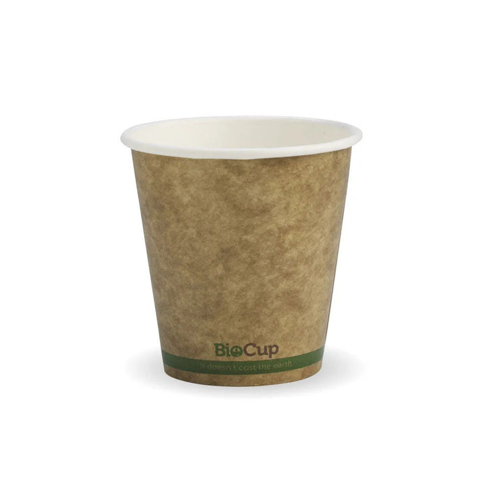 230ml 6oz Kraft Green Stripe Single Wall BioCup