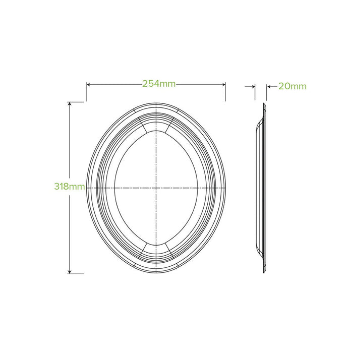 10 Pack – 31cm -12.5” White Oval BioPlates Ctn 120pcs