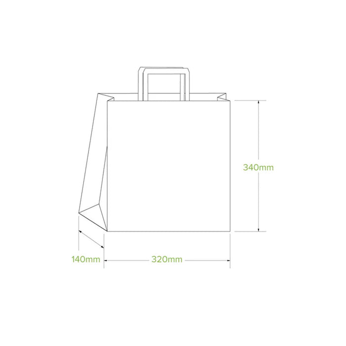Medium Flat Handle Kraft Paper Bags Ctn 200pcs