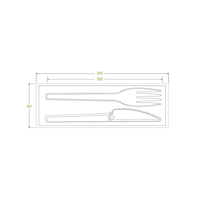 16.5cm - 6.5" PLA Knife, Fork & Napkin Set Ctn 250pcs