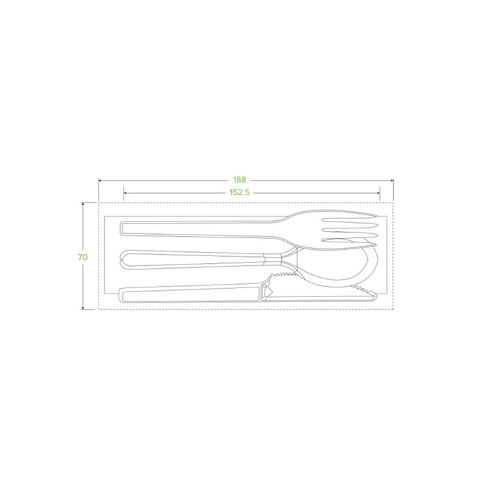 15cm - 6" PSM Knife, Fork, Spoon & Napkin Set - 20pk Ctn 200pcs