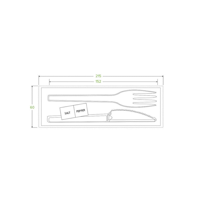 15cm - 6" PSM Knife, Fork, Napkin, Salt & Pepper Set Ctn 250pcs