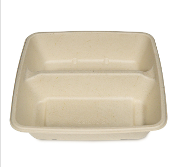 2 Compartment Natural Sugarcane Container Ctn 300pcs
