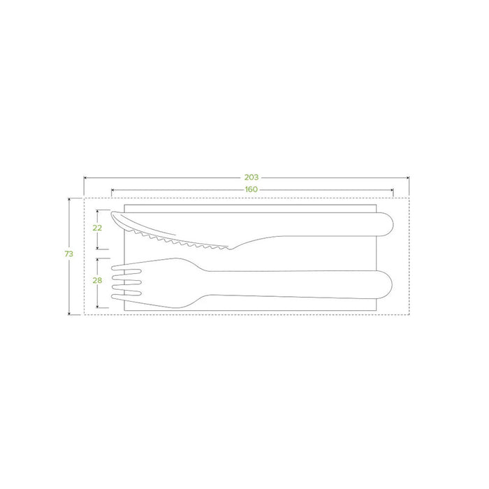 16cm Wood Knife, Fork & Napkin Set Ctn 400pcs