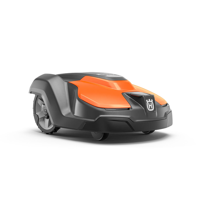 Side view of a Husqvarna robotic lawn mower.