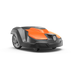 Side view of a Husqvarna robotic lawn mower.