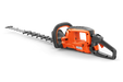 Side view of a hedge trimmer with ergonomic handle and blade.