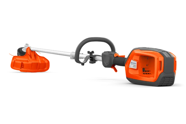 Side view of a Husqvarna battery-powered trimmer.