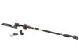 Side view of a Husqvarna telescopic pole saw with attachments, showcasing its design.