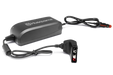 Front view of a Husqvarna battery charger with visible connectors.