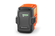 Front view of a Husqvarna BLi30 battery with LED indicators showing charge level.