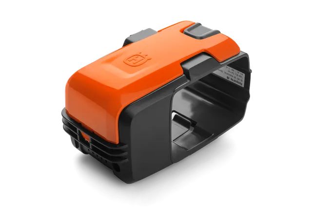 Side view of a Husqvarna battery casing, showcasing its design.