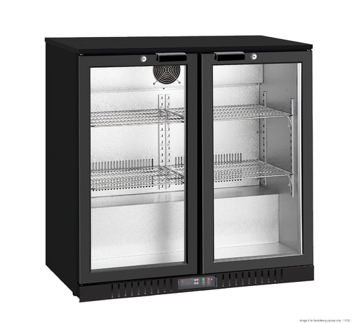 Thermaster Under Bench double Heated Glass Doors Bar Fridge/Cooler with heater switch - LG-208TD