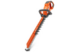 Side view of a Husqvarna hedge trimmer with a long cutting blade.
