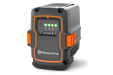 Front view of a Husqvarna B140X battery with LED charge indicator.