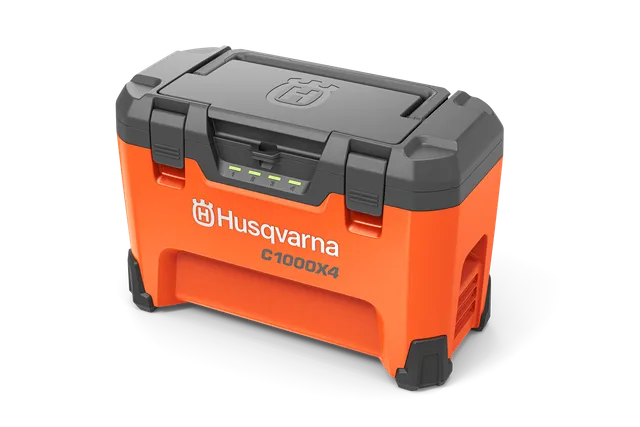 Front view of a Husqvarna C1000X4 battery storage box.
