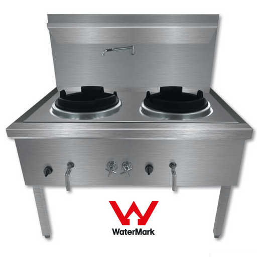 Gasmax Stainless Steel Waterless LPG Double Wok Chimney Burner - WW-2LC