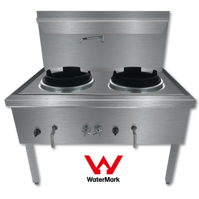 Gasmax Stainless Steel Waterless LPG Double Wok Chimney Burner - WW-2LC