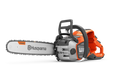 Husqvarna 550i XP®. Side view of a Husqvarna chainsaw with X-Force guide bar and ergonomic handle.