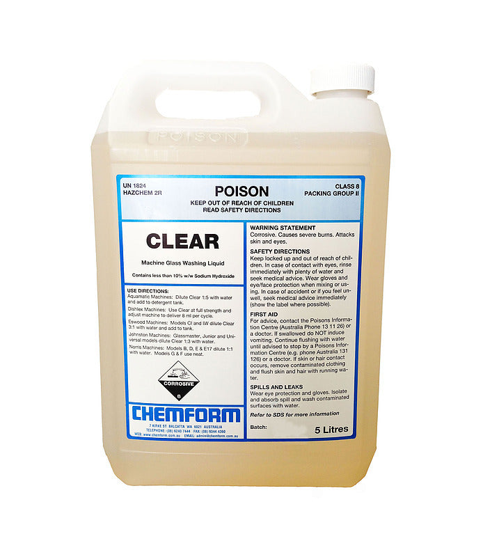 Clear Machine Glass Washing Liquid — Marketplace Supplies