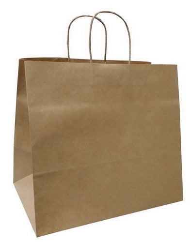 Brown Paper Carry Bag - Uber Food Delivery Twist Handle Ctn 250pcs