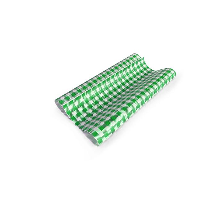 #Greaseproof Paper Gingham Green 190 x 300mm - 200/ream