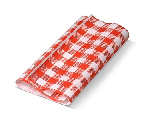 #Gingham printed greaseproof paper Red 190 x 300mm - 200/ream