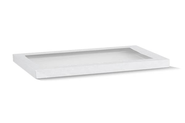 Rectangle White Catering Tray Lid - Large--PET Window100/CTN