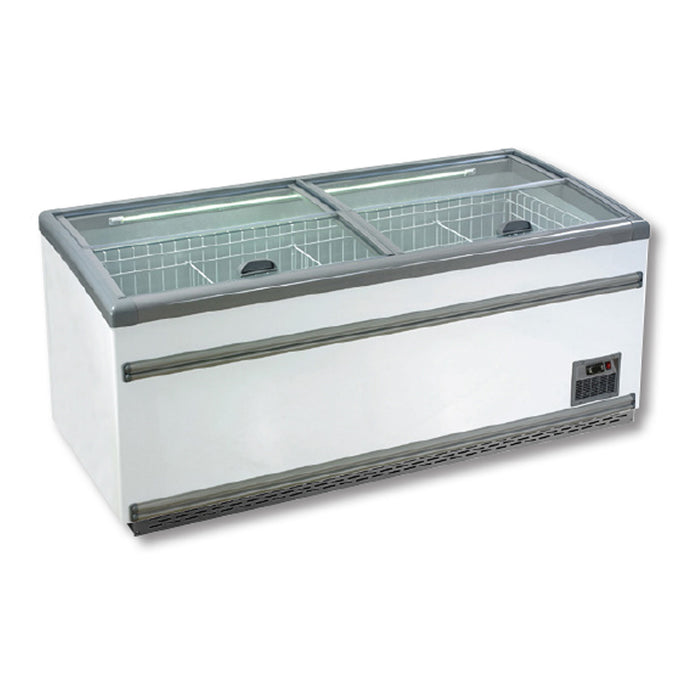 ZCD-L210S Supermarket Island Dual Temperature Freezer & Chiller with Glass Sliding Lids